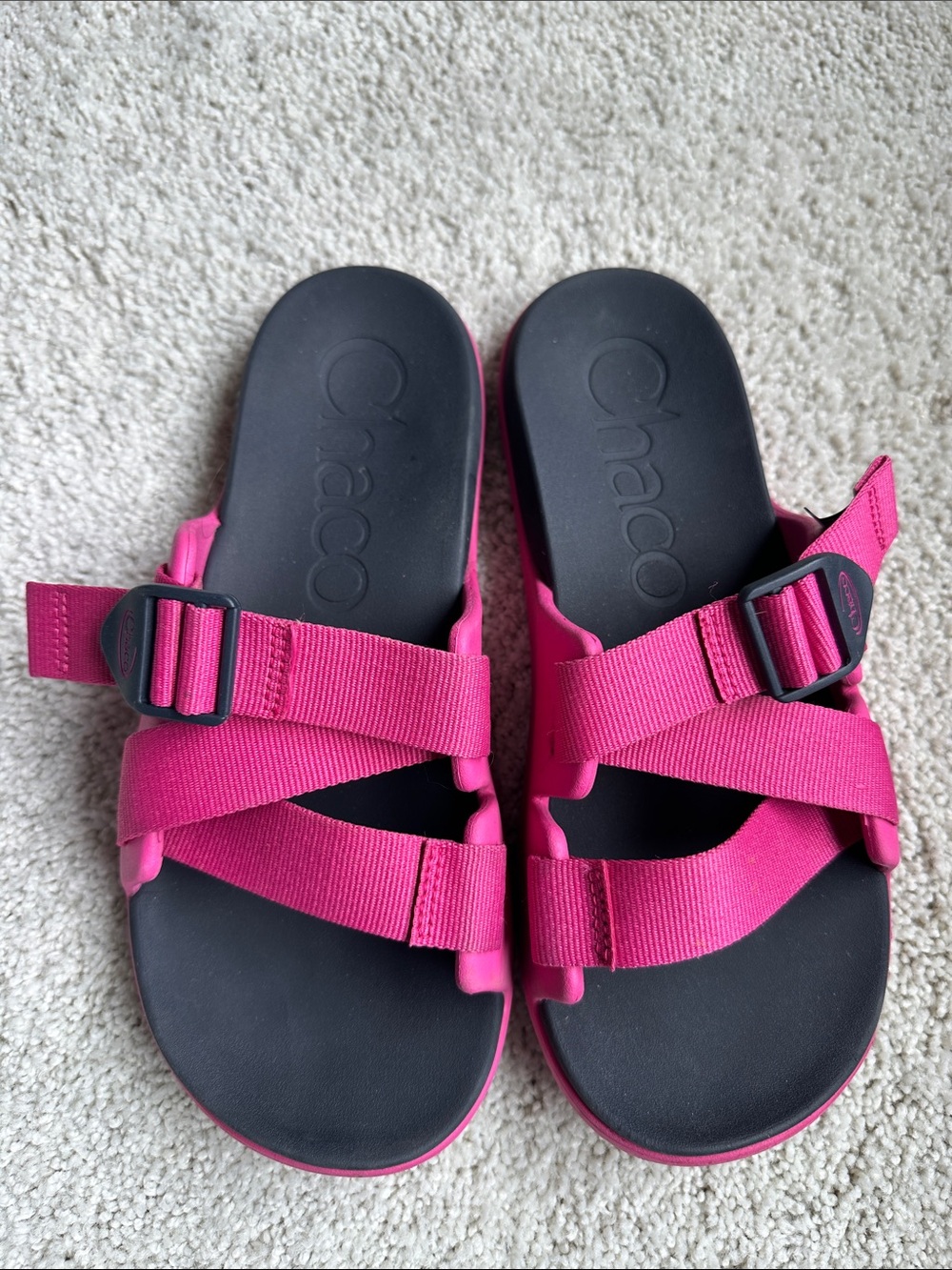 Chaco Pink Adjustable Webbing Slide Sandals